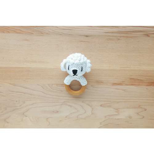 Bichon Frise or Poodle Rattle Wooden Teether – baby toy, handmade to order
