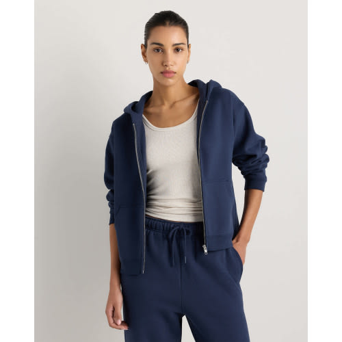 Everyday Fleece Full-Zip Hoodie in Washed Deep Navy