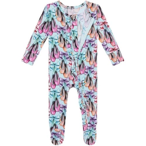 Posh Peanut Footie Pajamas for Baby Girls – Sleepers in Ultra-Soft Viscose from Bamboo with 2-Way Zipper & Ruffle Trim