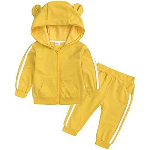 Kids Tales Baby Boys Girls Tracksuit Hooded Bear Ears Sweatsuit Outfit Set Long Sleeve Zipper Jacket + Sweatpants
