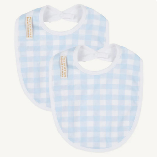Burp Me Bib (2-Pack) - Buckhead Blue Gingham with Worth Avenue White