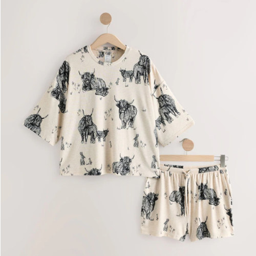Buy Oatmeal Hamish The Highland Cow Cosy Short Pyjamas Set from Next USA