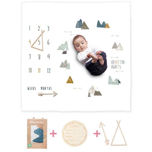 Miaoberry Boho Mountain Milestone Blanket| Gender Neutral