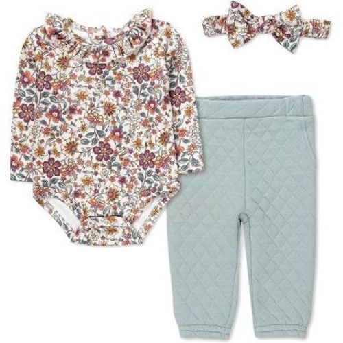 Baby Essentials Infant 3 Piece Layette Set with Bodysuit, Quilted Jogger Pants, Cozy Fall & Winter Outfit,size 3 months to 9 months
