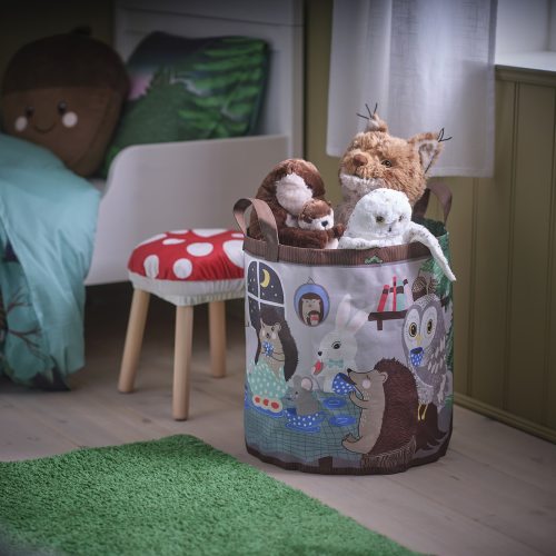 SKOGSDUVA Storage bag - forest animal pattern/multicolor
