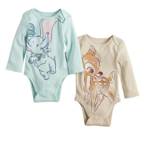 Disney's Dumbo & Bambi Baby Long Sleeve 2-Pack Bodysuit by Jumping Beans®