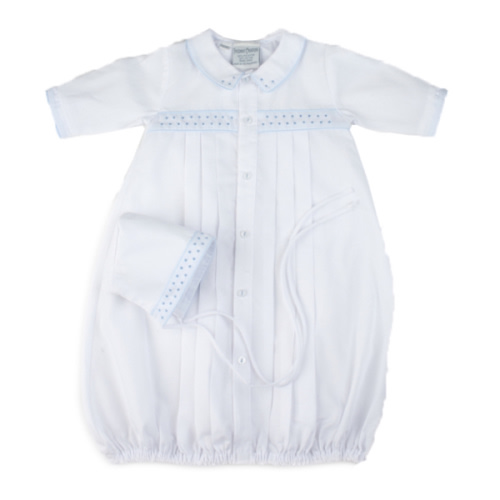 Boys Dot Embroidered Take Me Home Gown with Bonnet