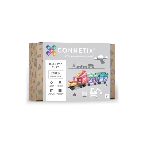 Kids' Pastel Magnetic Tiles 50-Piece Transport Pack