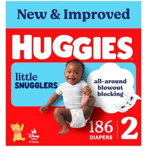 Huggies Little Snugglers Diapers Size 2, 186 Count (3 Packs of 62)
