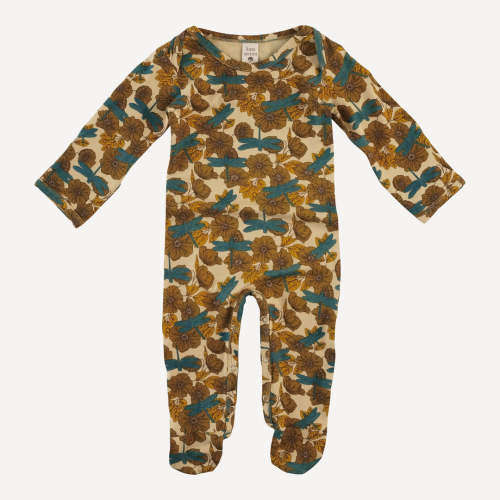 long sleeve lap neck footie | dragonfly garden | bamboo – kate quinn