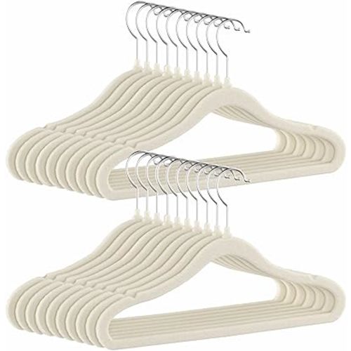 GoodtoU Kids Velvet Hangers Baby Hangers for Closet 20 Pack Non Slip Childrens Infant Hanger Beige