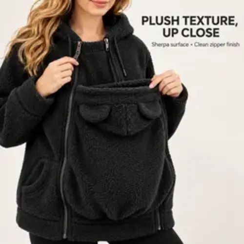 Women’s 2-in-1 Fleece Zip-Up Maternity Winter Coat - Detachable Front Panel, Long Sleeve Warm Outerwear with Pockets, Maternity Clothing for Pregnancy & Postpartum, Pregnancy Clothes - TikTok Shop