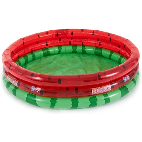 Intex 66-Inch Round Inflatable Outdoor Kids Swimming and Wading Watermelon Pool and Small Plastic Multi-Colored Fun Ballz with Carrying Bag, 100 Pack