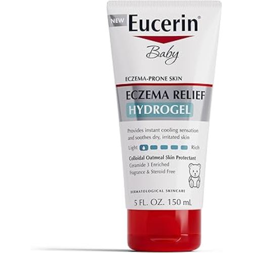 Eucerin Baby Eczema Relief Hydrogel for Dry, Itchy, Eczema-Prone Skin with Colloidal Oatmeal, Hypoallergenic, Fragrance Free and Steroid Free Body Moisturizer for Babies, 5 Fl Oz Tube