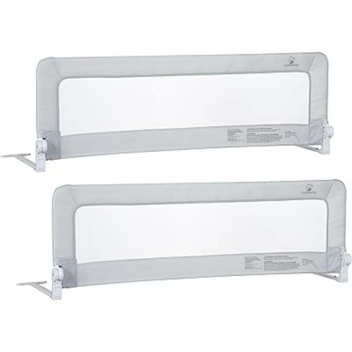ComfyBumpy 2-Pack Bed Rail for Toddlers 55.5" L x 19.5" H | Toddler Bed Rails for Twin, Full, Queen & King Mattress Size | Swing Down Rail Guard | Mattress Side Rail for Kids | Gray