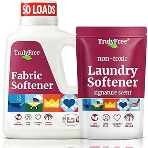 Truly Free Natural Fabric Softener | Plant-Based | Non-Toxic for Babies & Kids Sensitive Skin | Unscented Eco-Friendly Fabric Softener Conditioner | Safe, Gentle & Chemical-Free