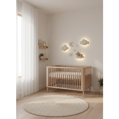 Handmade Bouclé Nursery Wall Decor: Teddy Bear, Moon, Stars LED Light