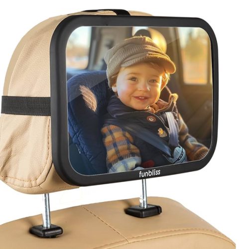 Baby Car Mirror Most Stable Backseat Mirror with Premium Matte Finish,Ultra High Definition PMMA Material, Secure and Shatterproof,Black