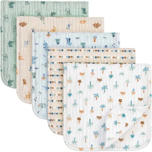 Organic Baby Burp Cloths & Bibs Set For Feeding – KeaBabies