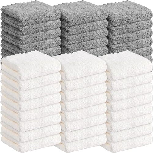 Mixweer 40 Pack Baby Burp Cloths Bulk 20x10 Inch Absorbent Muslin Burp Cloths Microfiber Baby Washcloths for Burp Rags Burping Cloths for Newborn Infant Toddler Bath Essentials (Light Gray, Beige)