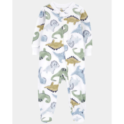Baby Boy Dinosaur Print Loose Fit Long-Sleeve Sleep & Play Pajamas - White - Carter's | Carter's