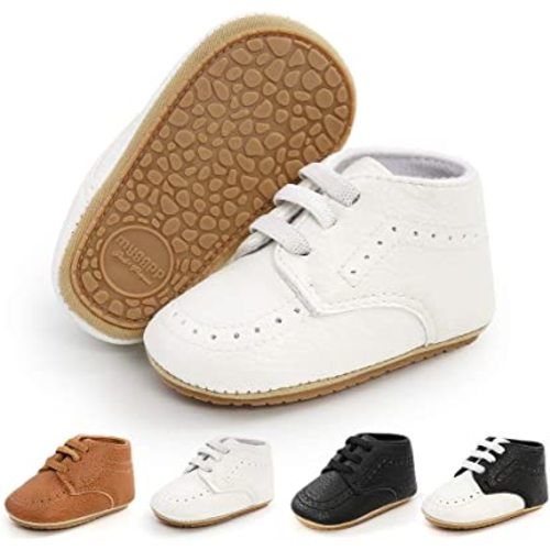 Meckior Infant Baby Boys Girls Classic PU Leather Wedding Loafers Brogue Toddler Oxford Dress Shoes First Steps Walking Flat Lazy Crib Shoe