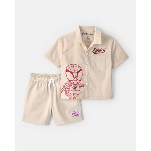 Toddler Boy 2-Piece ©Marvel Spider-Man Top & Short Set - Khaki | Carter's