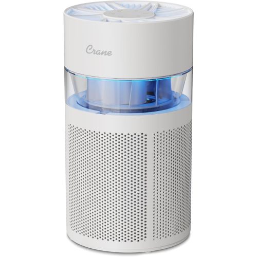 Crane Air Purifier with True HEPA Filter, UV Light, 250 Sq Feet Coverage, Timer Function, Sleep Mode, Washable Particle Filter, EE-5067