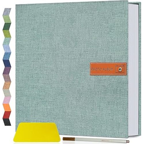 Popotop Large Photo Album Self Adhesive 4x6 5x7 8x10 Scrapbook Album DIY Picture Book,Gifts for Mom,Family Baby and Wedding,with Metal Pen and Plastic Board