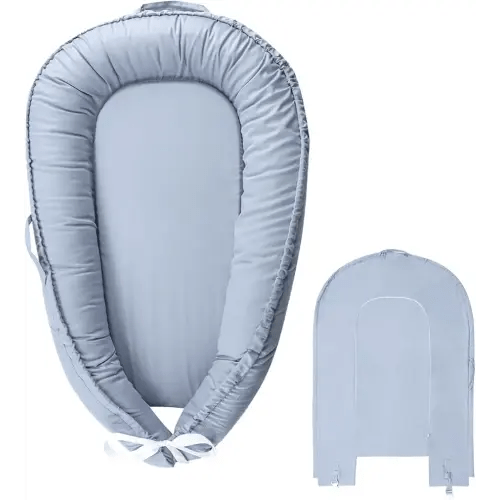 Hooyax Baby Lounger Cover Only, 100% Cotton Newborn Nest Cover, Soft Portable Baby Nest Replacement Cover for Boys Girls, Breathable Infant Lounger Covers, Baby Essential (Blue)