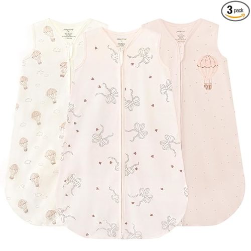 JELLYMONI Baby Sleep Sack 6-12 Months, 100% Cotton 3 Pack 0.5 TOG Baby Wearable Blanket Infant Sleep Sack with 2-Way Zipper Newborn Sleep Sacks