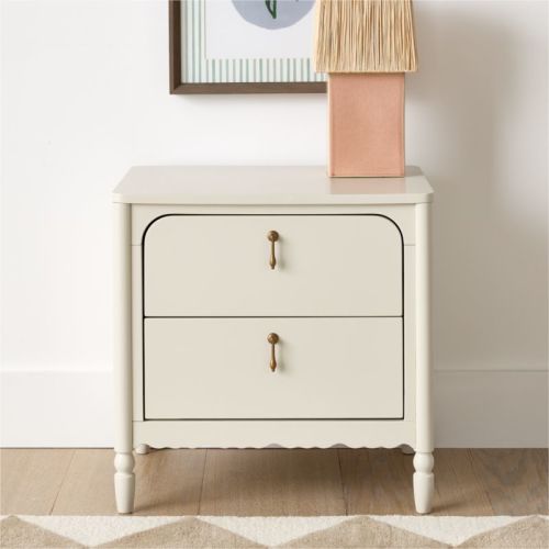 Beatrix Linen Wood 2-Drawer Kids Nightstand