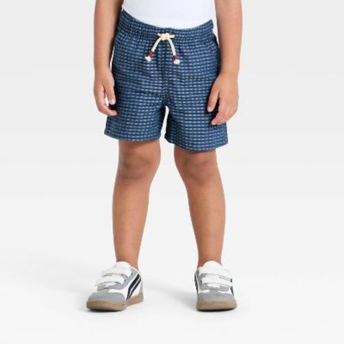 Toddler Boys' 4th of July Americana Chambray Shorts - Cat & Jack™ Navy Blue 3T