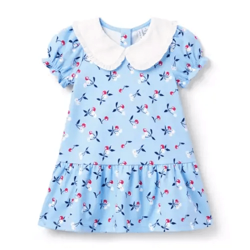 Girl Blue Bunting Cherry Cherry Collared Ponte Dress by Janie and Jack