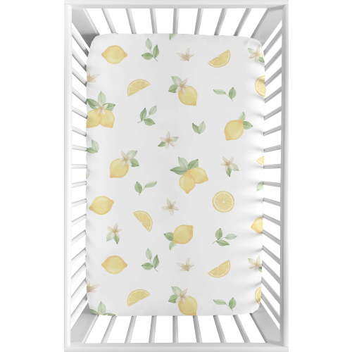 Lemon Floral Fitted Mini Crib Sheet by Sweet Jojo Designs