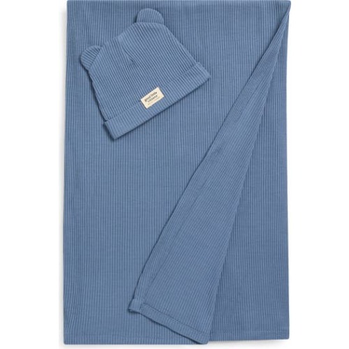 Rib Swaddle Blanket & Hat Set