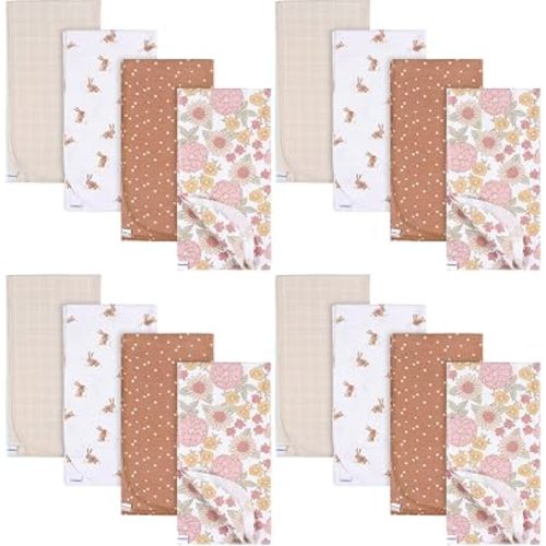 Gerber Unisex Baby 100% Cotton Flannel Receiving Blankets 30x30 Inches (Pack of 16), Retro Floral, One Size