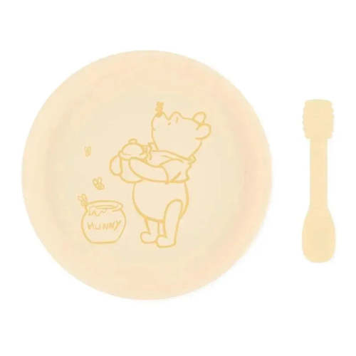 Bumkins - Disney Baby and Toddler Silicone Plate and Spoon Set, 6 Months Up, Winnie The Pooh