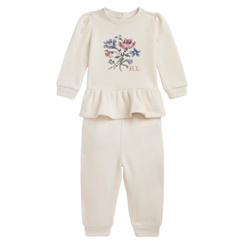 Ralph Lauren Floral Print Peplum Sweatshirt & Joggers Set (Women) | Nordstromrack