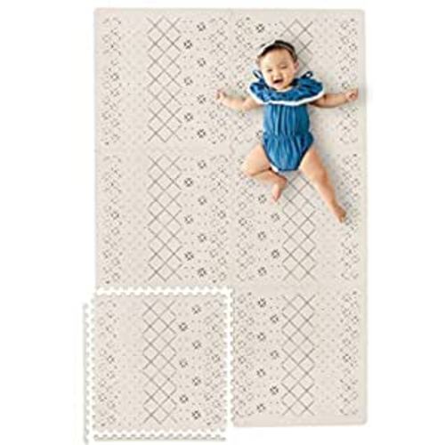 Amazon.com : Yay Mats Stylish Extra Large Baby Play Mat. Soft, Thick, Non-Toxic Foam Covers 6 ft x 4 ft. Expandable Tiles with Edges Infants and Kids Playmat Tummy Time Mat (Carter Mudcloth Tan) : Baby