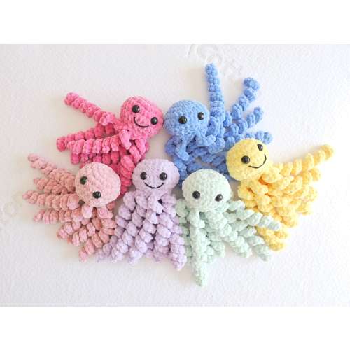 Crochet Jellyfish: Plush NICU Octopus for Preemies Sensory Toy for Babies