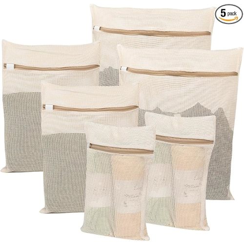 6-Piece Bag, Durable Cotton Mesh Laundry Bag, Sturdy Zipper, Breathable Mesh, Exquisite Laundry Bag for Underwear, Clothes, Pants, Shoes and Socks