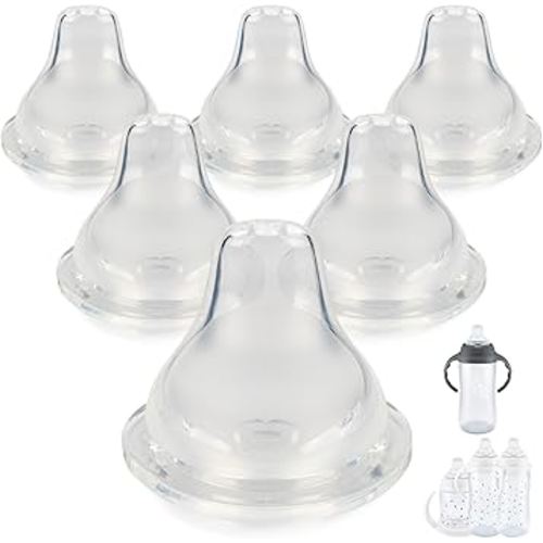 Sippy Cup Nipples for NUK Active Sippy Cup and Learner Cup,Variable Flow, Silicone Replacement Nipple,6+ Months,6 Count