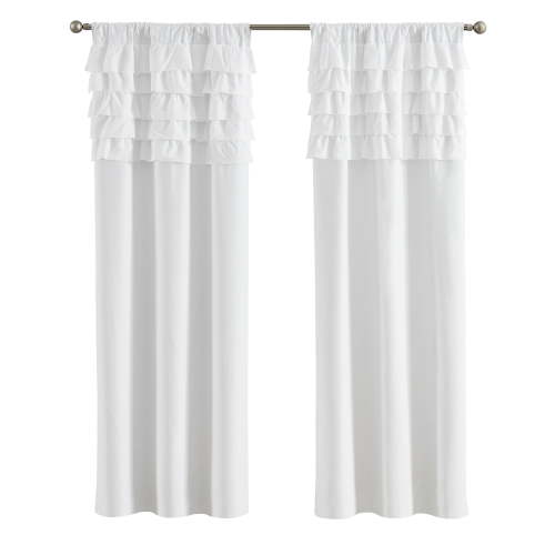Your Zone Reversible Ruffle Blackout Curtain Panel, 1 Panel, White, 37" W x 84" L