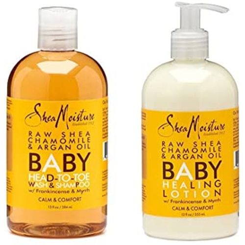 Shea Moisture Raw Shea Chamomile & Argan Oil Baby Wash & Shampoo and Baby Healing Lotion (2pc Combo)