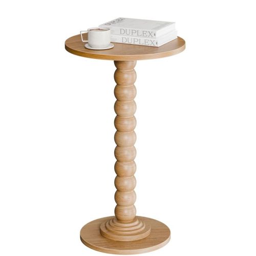 JIONJOY Modern Round Side End Table, Accent Drink Table with Solid Wood Spindle for Living Room, Bedroom, Couch, Small Spaces