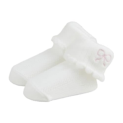 Mud Pie Children's Bow Pointelle Foldover Socks; 0-12M