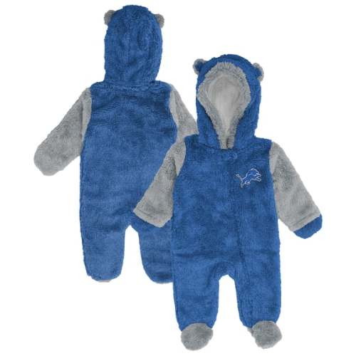 Detroit Lions Outerstuff  Newborn Teddy Fleece Bunting Full-Zip Sleeper - Blue