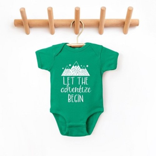 The Juniper Shop Let The Adventure Begin Mountains Baby Bodysuit, Color: Kelly, Size: 18 months