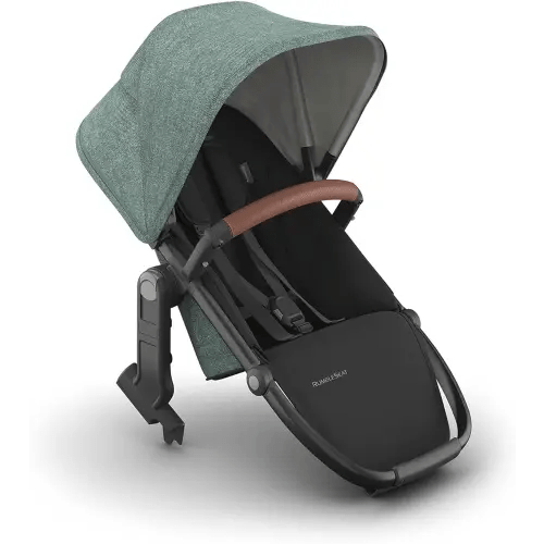 UPPAbaby RumbleSeat V3 Second Lower Seat - Compatible with Vista V2 and Vista V3 - All-Weather Seat + Magnetic Buckle – Adapters Included - Gwen (Green Mélange/Carbon Frame/Saddle Leather)